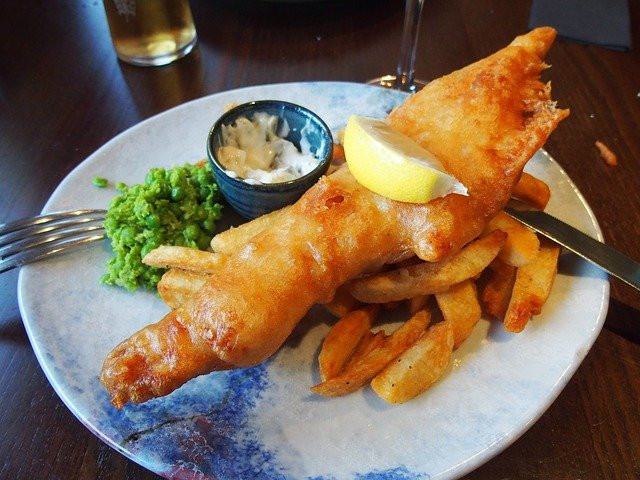 fish and chips with bubbles